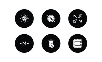 Poster - user interface filled icons set. user interface filled icons pack included brightness, forbbiden, full screen, medium, remove, equal vector.