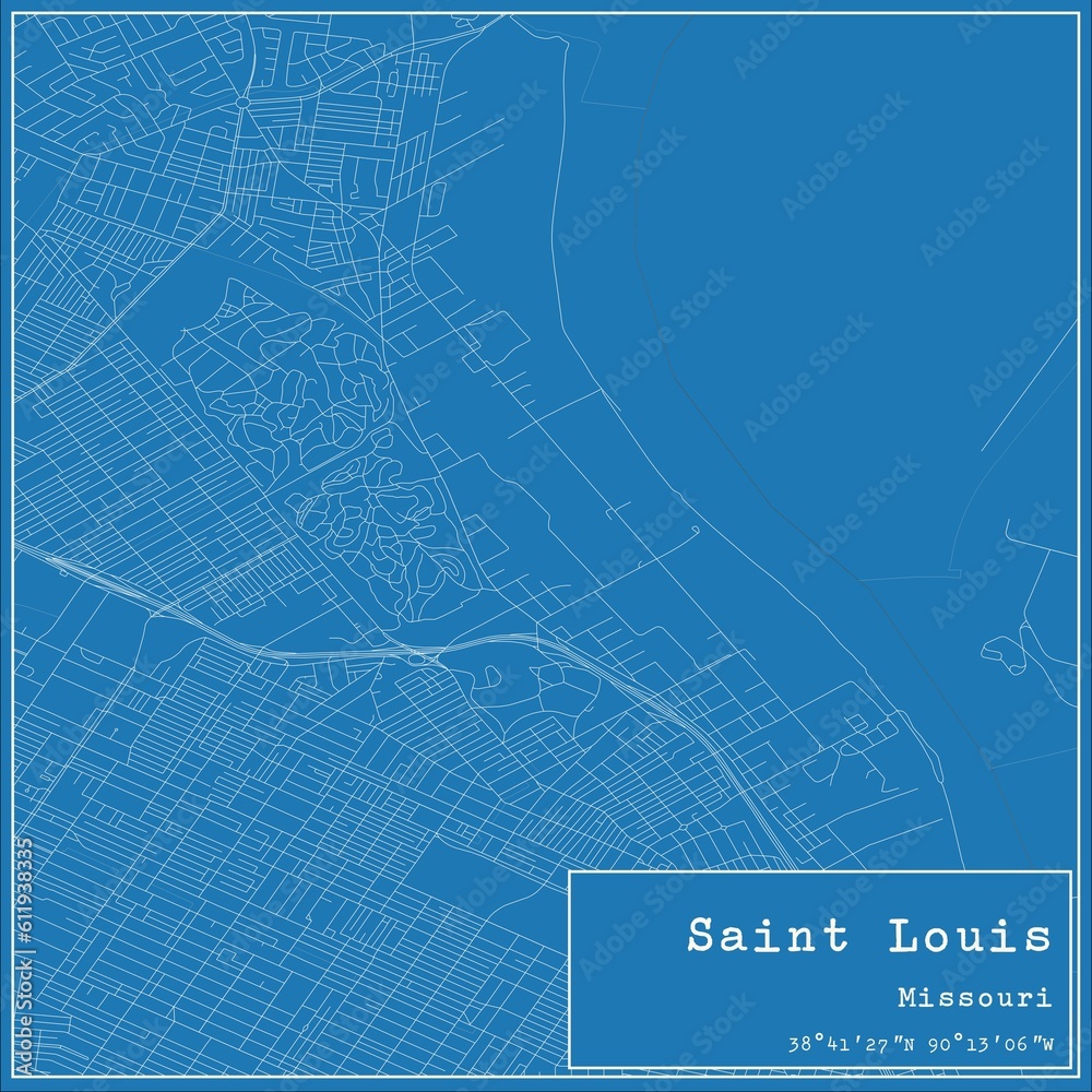 Blueprint US city map of Saint Louis, Missouri. Stock Illustration ...