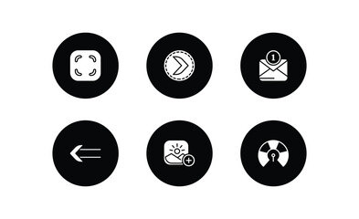 Poster - user interface filled icons set. user interface filled icons pack included rounded corners square, right button, new message, slim left, insert picture, indicators vector.