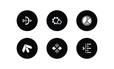 Poster - user interface filled icons set. user interface filled icons pack included archer, wheels, pie chart organization, top arrow, move arrows, left side alignment vector.