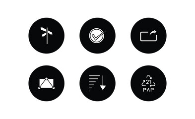 Poster - user interface filled icons set. user interface filled icons pack included crossroads, right, export arrow, data interconnected, sorting, 21 pap vector.