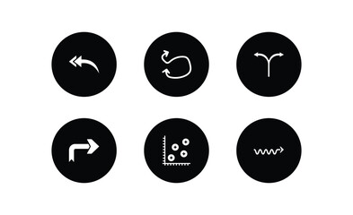 Poster - user interface filled icons set. user interface filled icons pack included turn left only, swirly scribbled arrow, bifurcation, right arrow with turn, spotted data, scribble right arrow vector.