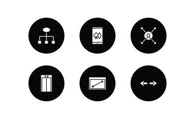Poster - user interface filled icons set. user interface filled icons pack included simple chart interface, online gambling, multitasking worker, lift, display size, turn vector.