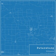 Blueprint US City Map Of Petersburg, Illinois.