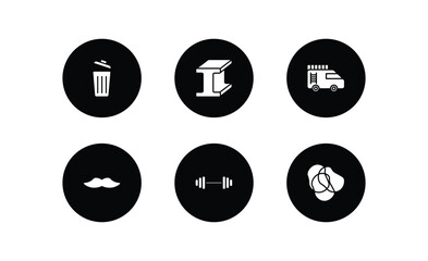 Poster - tools and utensils filled icons set. tools and utensils filled icons pack included trash can open, metal, firetruck, moustaches, exercise with dumbbells, rubber bands vector.