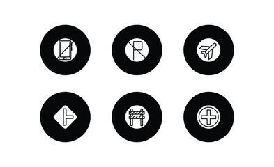 Poster - traffic signs filled icons set. traffic signs filled icons pack included no mobile phone, no parking, airport, side road, barrier, hospital vector.