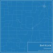 Blueprint US city map of Hettick, Illinois.