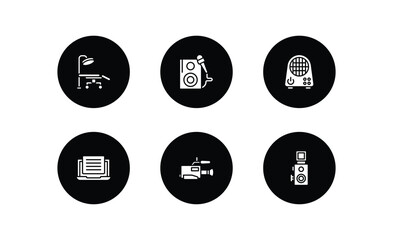 Poster - technology filled icons set. technology filled icons pack included operating table, entertainer, air cooler, customs, video camera side view, reflex photo camera vector.