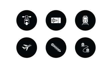 Poster - transport filled icons set. transport filled icons pack included motorbike, plane tickets, train fro