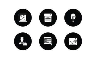 Poster - technology filled icons set. technology filled icons pack included raster images, declarations, electric light bulb, project manager, selector, bounce rate vector.