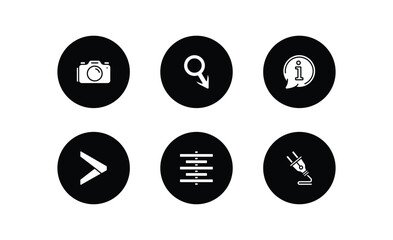 Poster - signs filled icons set. signs filled icons pack included camera, male gender, information, is greater than, align center, plug vector.
