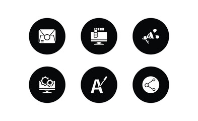 Poster - social media marketing filled icons set. social media marketing filled icons pack included letter with stamp, color, announcement, system, letter color, photo share vector.