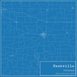 Blueprint US city map of Nashville, Illinois.