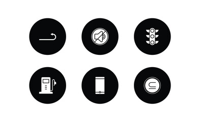 Poster - signs filled icons set. signs filled icons pack included turn, silence, traffic, gas station, smarthphone, is a sub of vector.