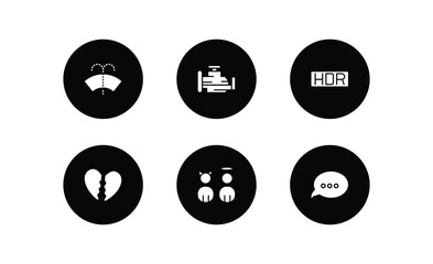 Aufkleber - shapes filled icons set. shapes filled icons pack included windshield washer, malfunction indicador, hdr, broken heart, characters, speech bubble black vector.