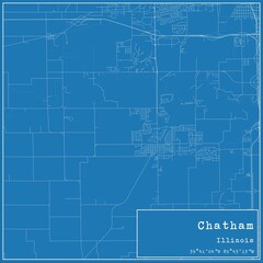  Blueprint US city map of Chatham, Illinois.