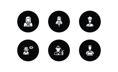 Poster - professions filled icons set. professions filled icons pack included lawyer, journalist, chef, telemarketer, fireman, programmer vector.