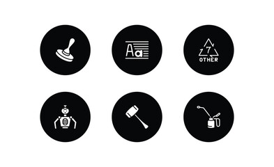 Poster - other filled icons set. other filled icons pack included wooden stamper, paragraph aa, 7 other, robot of japan, mallet, oil can vector.