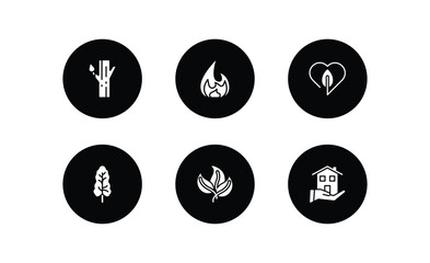 Poster - nature filled icons set. nature filled icons pack included trunk, flame, love nature, black ash tree, green, house for rent vector.