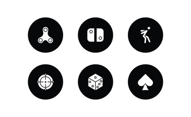 Poster - arcade filled icons set. arcade filled icons pack included spinner, switch, jump, shooting game, dice, ace of spades vector.