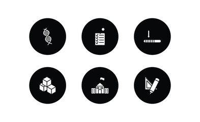 Poster - education filled icons set. education filled icons pack included dna strand, check list, window scrolling left, creche, old school, school supplies vector.