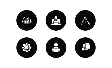 Poster - education filled icons set. education filled icons pack included audiobook, online class, draw with 