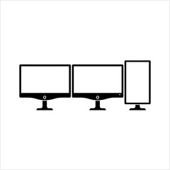 Wall Mural - Computer Multi Monitor Setup Icon, Computer Pictorial Form Visual Display Output Device Layout, Display Device