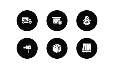 Poster - delivery and logistic filled icons set. delivery and logistic filled icons pack included transportat
