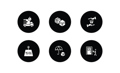 Poster - delivery and logistic filled icons set. delivery and logistic filled icons pack included express del