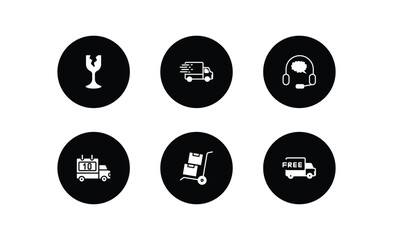 Poster - delivery and logistic filled icons set. delivery and logistic filled icons pack included fragile, fa