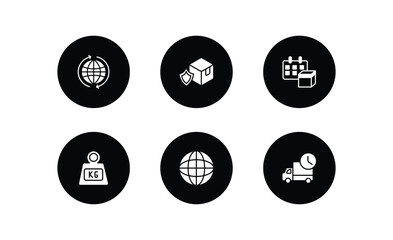 Poster - delivery and logistic filled icons set. delivery and logistic filled icons pack included worldwide, 