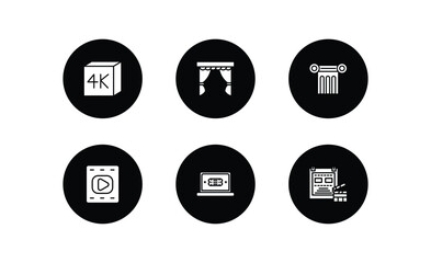 Aufkleber - cinema filled icons set. cinema filled icons pack included 4k, cinema curtain, theatre pillar, film,