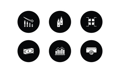 Poster - business filled icons set. business filled icons pack included marketing chart, nails, infographic elements, euro bills, measure success, email contacts vector.