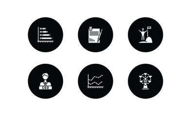 Aufkleber - business filled icons set. business filled icons pack included horizontal bar chart, profit report, 