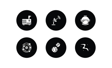 Poster - astronomy filled icons set. astronomy filled icons pack included generator, voyager, astranaut helmet, galaxy, earth and moon, milky way vector.