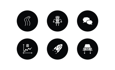 Poster - artificial intellegence filled icons set. artificial intellegence filled icons pack included road, robot, speech bubble, prediction, rocket, hover transport vector.