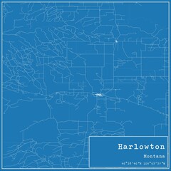 Blueprint US city map of Harlowton, Montana.
