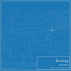  Blueprint US city map of Scobey, Montana.