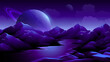 © Dmytro - Lake view on alien planet space landscape background.