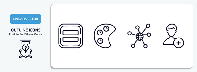 Poster - user interface outline icons set. user interface thin line icons pack included equal, paint, connectivity, add user vector.