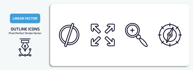 Poster - user interface outline icons set. user interface thin line icons pack included empty, full screen, zoom, navigator vector.