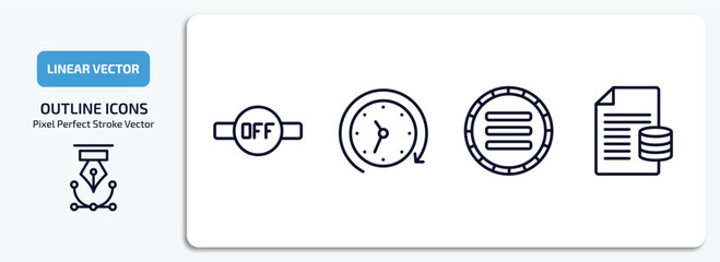 Poster - user interface outline icons set. user interface thin line icons pack included desactivate, history, side menu, data analytics content vector.