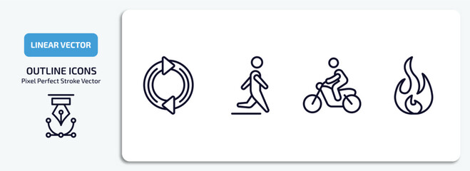 Poster - ultimate glyphicons outline icons set. ultimate glyphicons thin line icons pack included refresh curve arrows, man walking to right, man on motorbike, round flame vector.
