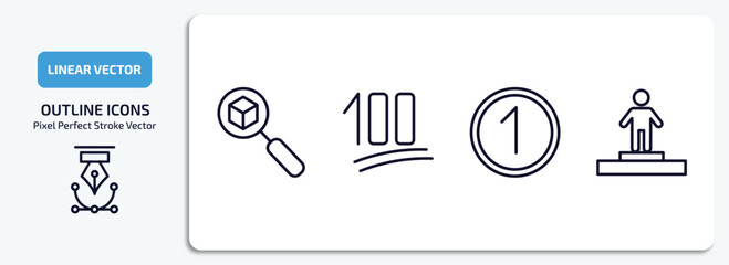 Poster - user interface outline icons set. user interface thin line icons pack included tracking, one hundred, number, about successful man vector.