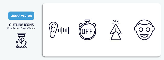 Poster - ultimate glyphicons outline icons set. ultimate glyphicons thin line icons pack included ear with sound bar, timer off, mouse up arrow, smiling face vector.