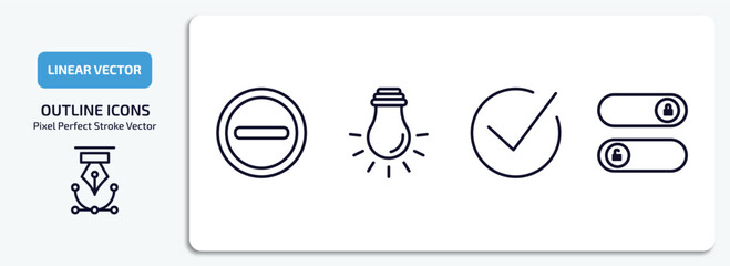 Poster - user interface outline icons set. user interface thin line icons pack included remove round button, 