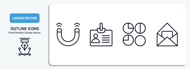 Poster - user interface outline icons set. user interface thin line icons pack included magnet, personal cred