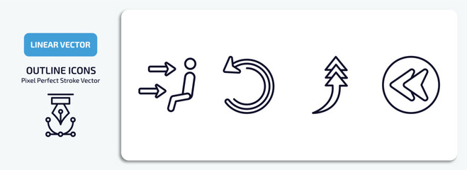 Poster - user interface outline icons set. user interface thin line icons pack included air outlet, back up, turn up arrow, back arrow vector.