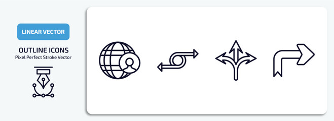 Poster - user interface outline icons set. user interface thin line icons pack included user interface, move content, three arrows, right arrow with turn vector.
