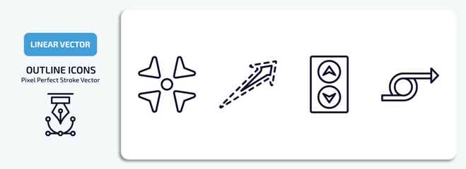 Poster - user interface outline icons set. user interface thin line icons pack included reduce, dotted up arrow, elevator arrows, right loop arrow vector.